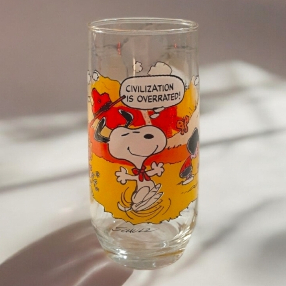 Vintage 1971 McDonald's Camp Snoopy Collection Glass Civilization is Overrated!